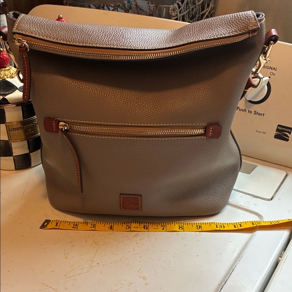Dooney & Bourke Gray/Leather Shoulder Hobo with Brown Trim - Picture 2 of 14
